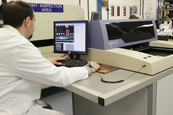 Our automated optical inspection system for real time checking of PCBs.